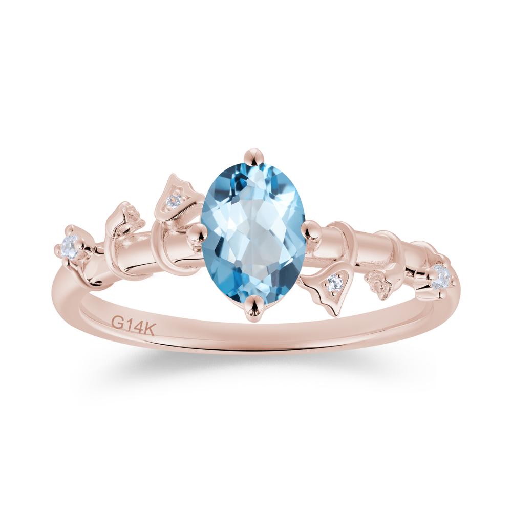 Oval Cut Amethyst Flower Engagement Ring - LUO Jewelry #gemstone_Swiss Blue Topaz