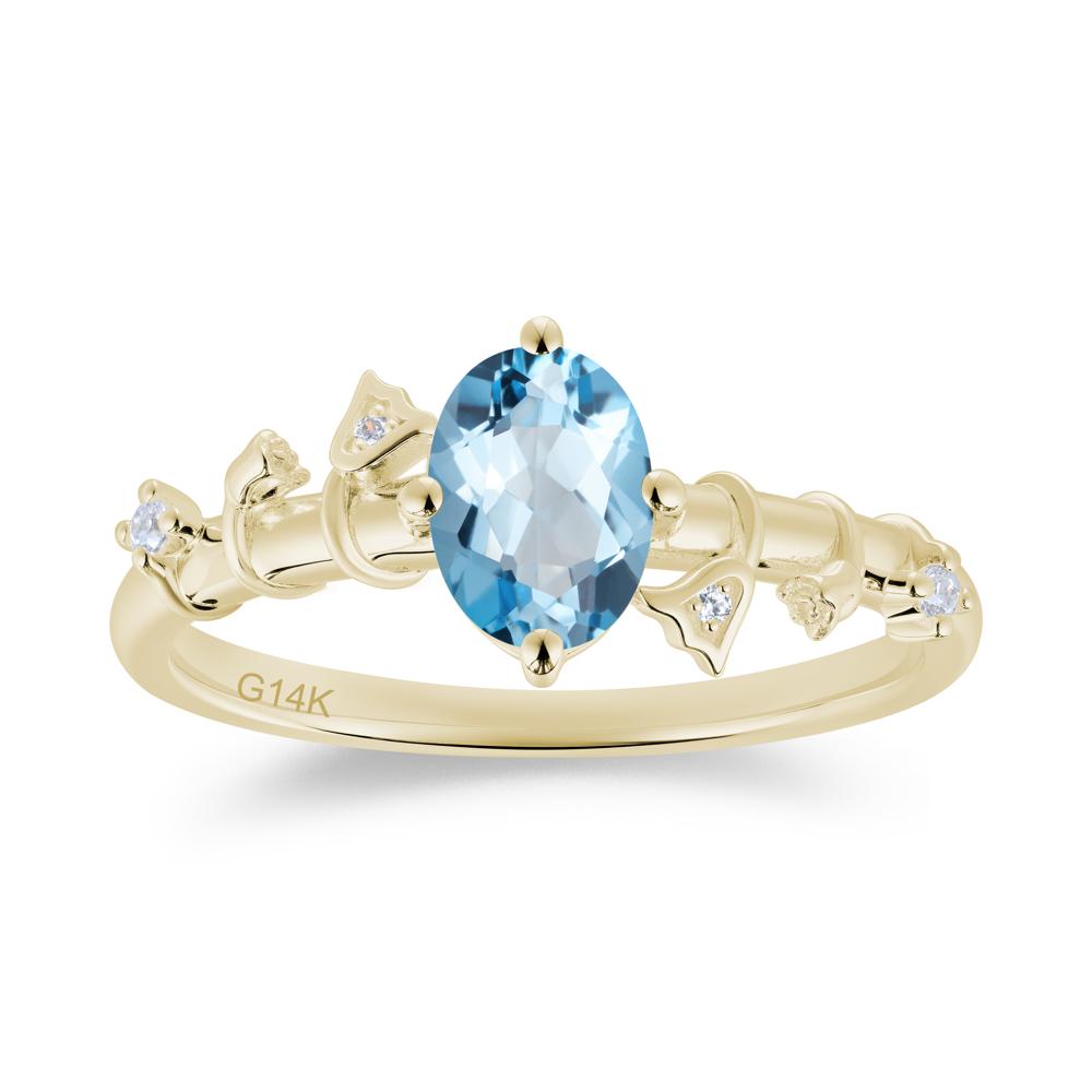 Oval Cut Amethyst Flower Engagement Ring - LUO Jewelry #gemstone_Swiss Blue Topaz