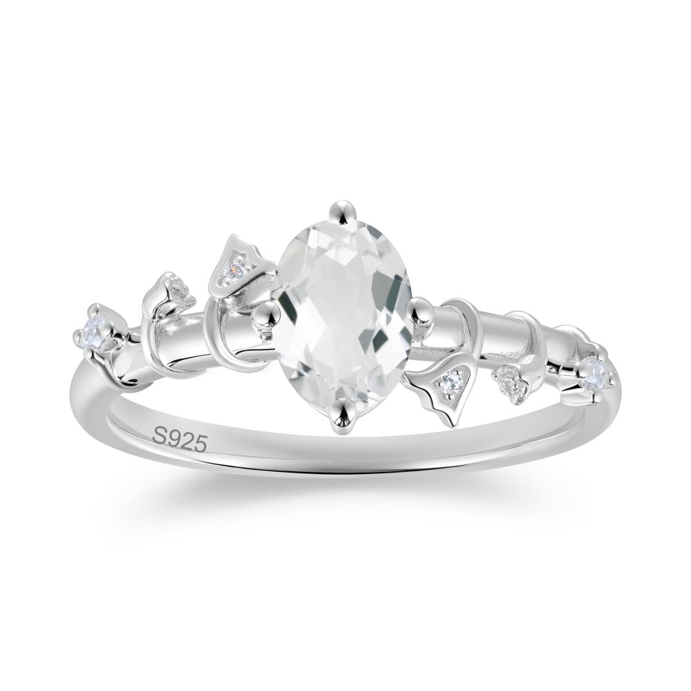 Oval Cut Amethyst Flower Engagement Ring - LUO Jewelry #gemstone_White Topaz