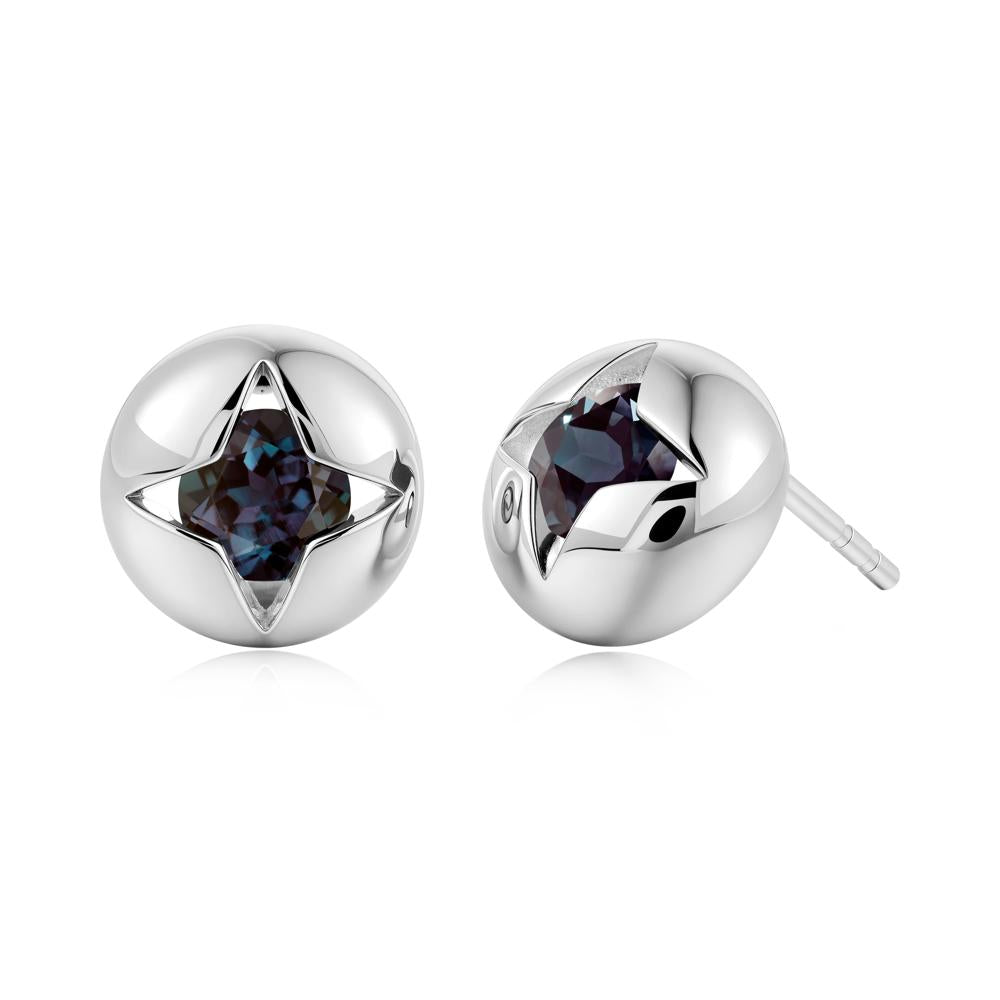 Petite London Blue Topaz Four Point Star Stud Earrings - LUO Jewelry #gemstone_Alexandrite