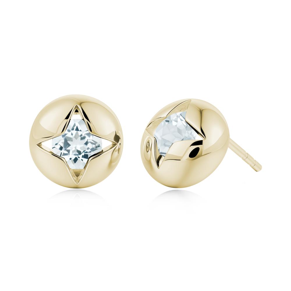 Petite London Blue Topaz Four Point Star Stud Earrings - LUO Jewelry #gemstone_Aquamarine