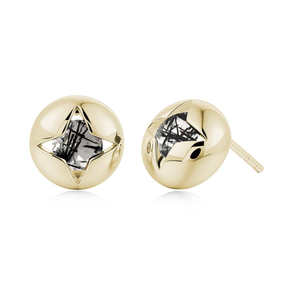 Petite London Blue Topaz Four Point Star Stud Earrings - LUO Jewelry #gemstone_Black Rutilated Quartz