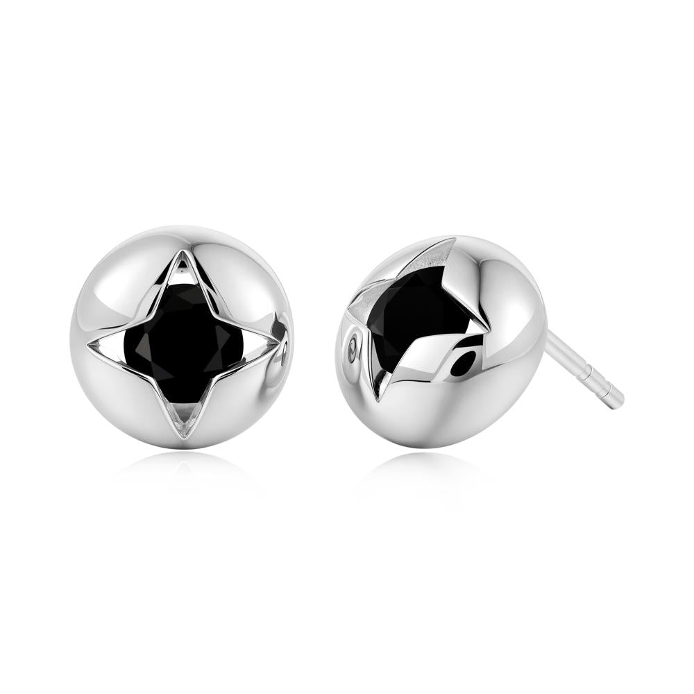 Petite London Blue Topaz Four Point Star Stud Earrings - LUO Jewelry #gemstone_Black Spinel