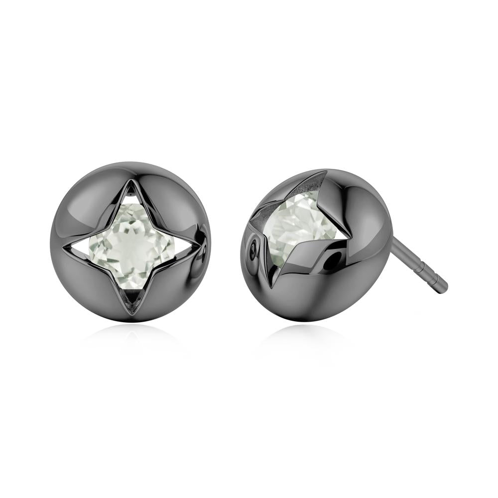 Petite London Blue Topaz Four Point Star Stud Earrings - LUO Jewelry #gemstone_Green Amethyst