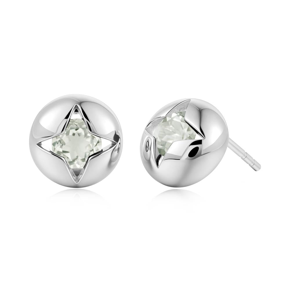 Petite London Blue Topaz Four Point Star Stud Earrings - LUO Jewelry #gemstone_Green Amethyst