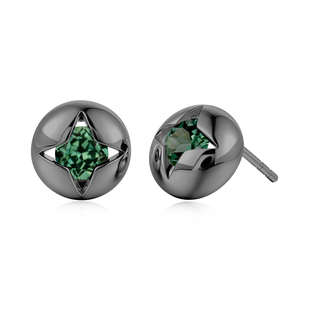 Petite London Blue Topaz Four Point Star Stud Earrings - LUO Jewelry #gemstone_Green Sapphire