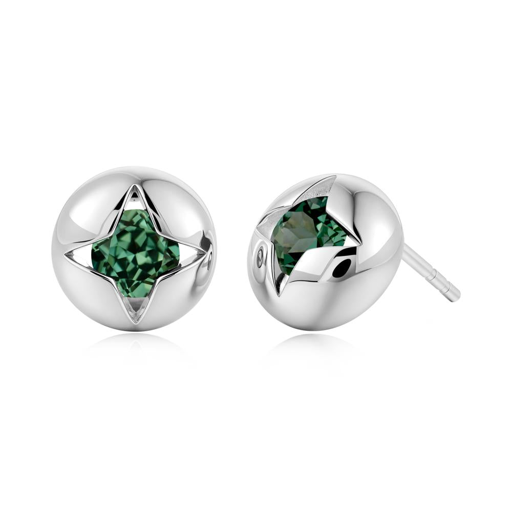 Petite London Blue Topaz Four Point Star Stud Earrings - LUO Jewelry #gemstone_Green Sapphire