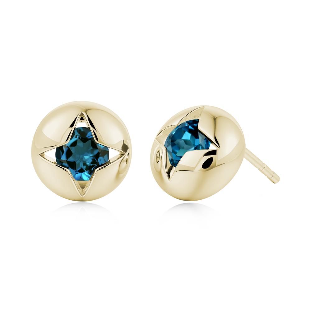Petite London Blue Topaz Four Point Star Stud Earrings - LUO Jewelry #gemstone_London Blue Topaz