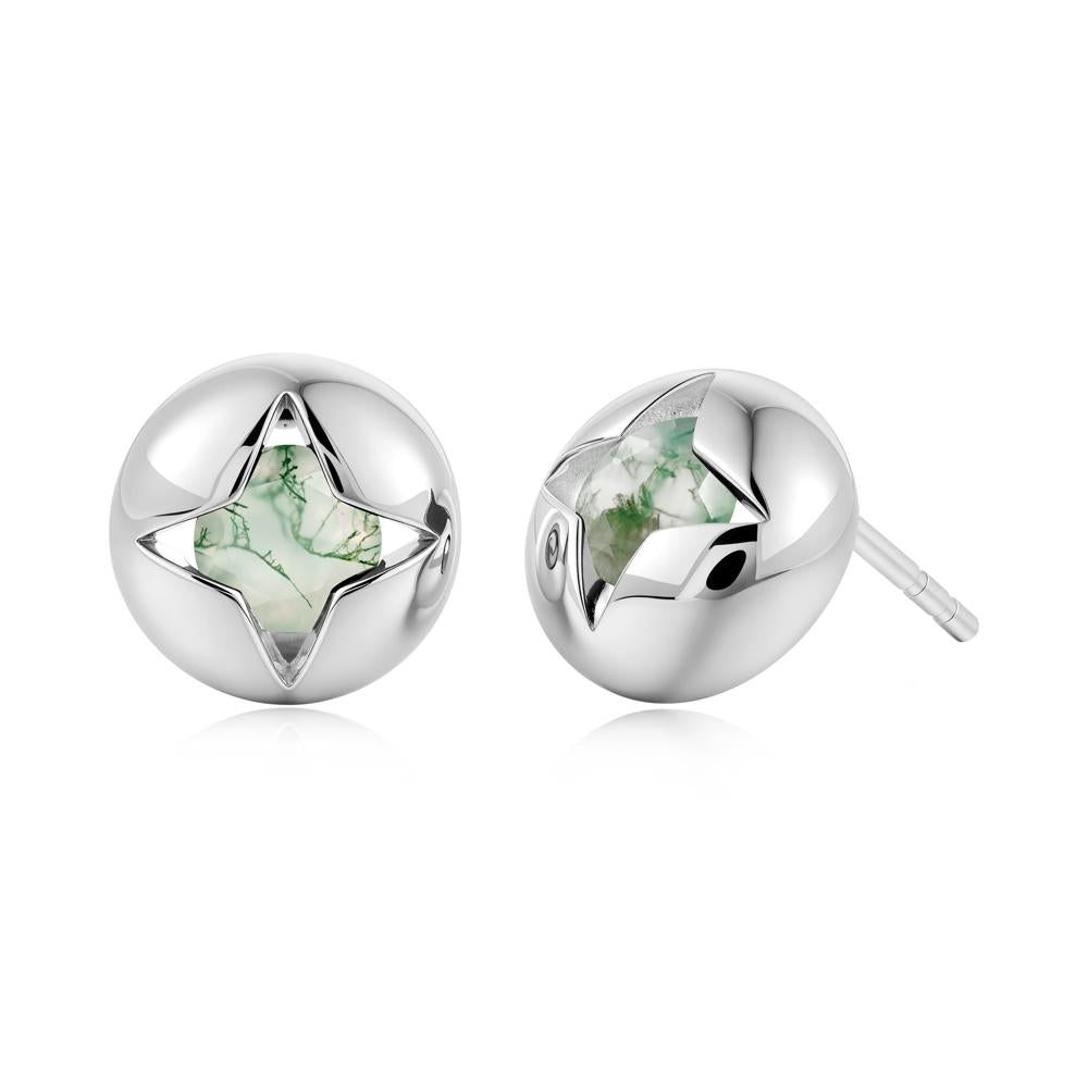 Petite London Blue Topaz Four Point Star Stud Earrings - LUO Jewelry #gemstone_Moss Agate