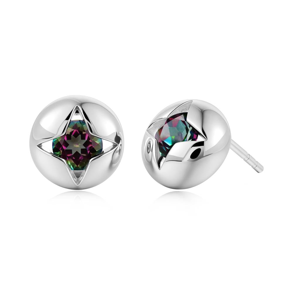 Petite London Blue Topaz Four Point Star Stud Earrings - LUO Jewelry #gemstone_Mystic Topaz