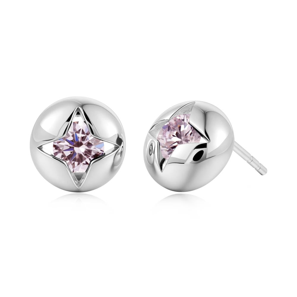 Petite London Blue Topaz Four Point Star Stud Earrings - LUO Jewelry #gemstone_Pink Cubic Zirconia