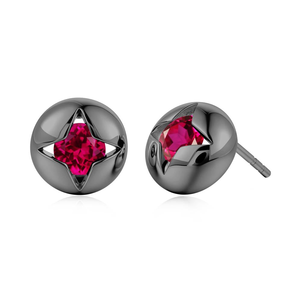 Petite London Blue Topaz Four Point Star Stud Earrings - LUO Jewelry #gemstone_Ruby