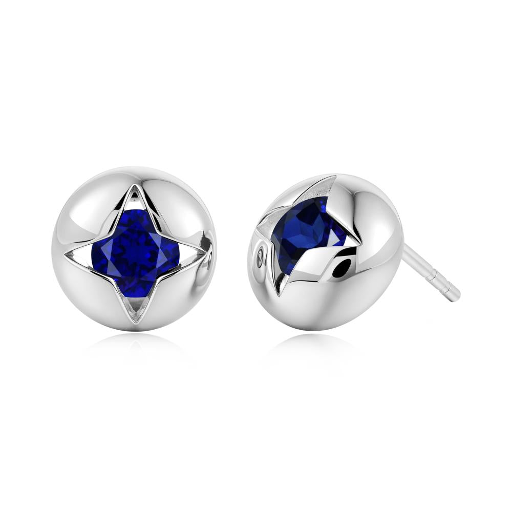Petite London Blue Topaz Four Point Star Stud Earrings - LUO Jewelry #gemstone_Sapphire