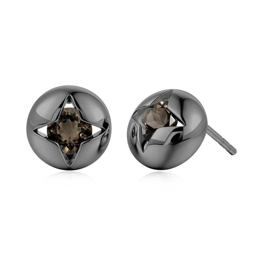 Petite London Blue Topaz Four Point Star Stud Earrings - LUO Jewelry #gemstone_Smoky Quartz