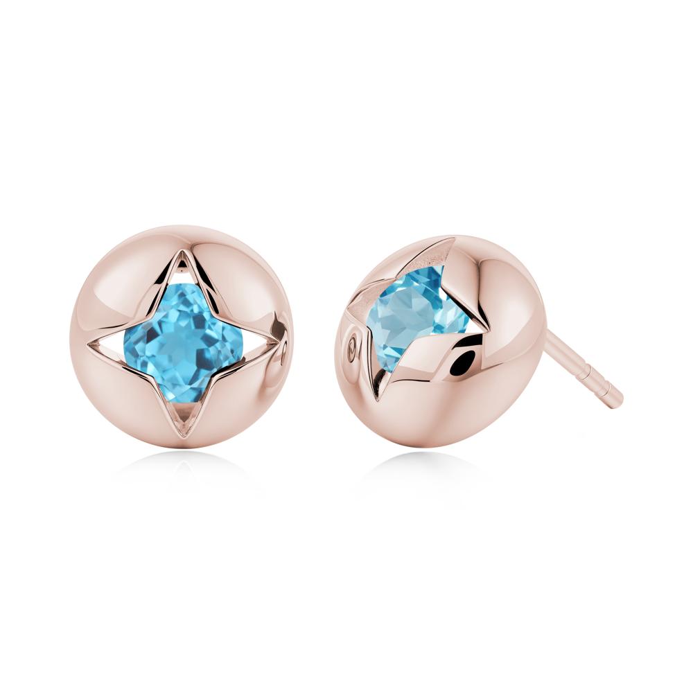 Petite London Blue Topaz Four Point Star Stud Earrings - LUO Jewelry #gemstone_Swiss Blue Topaz