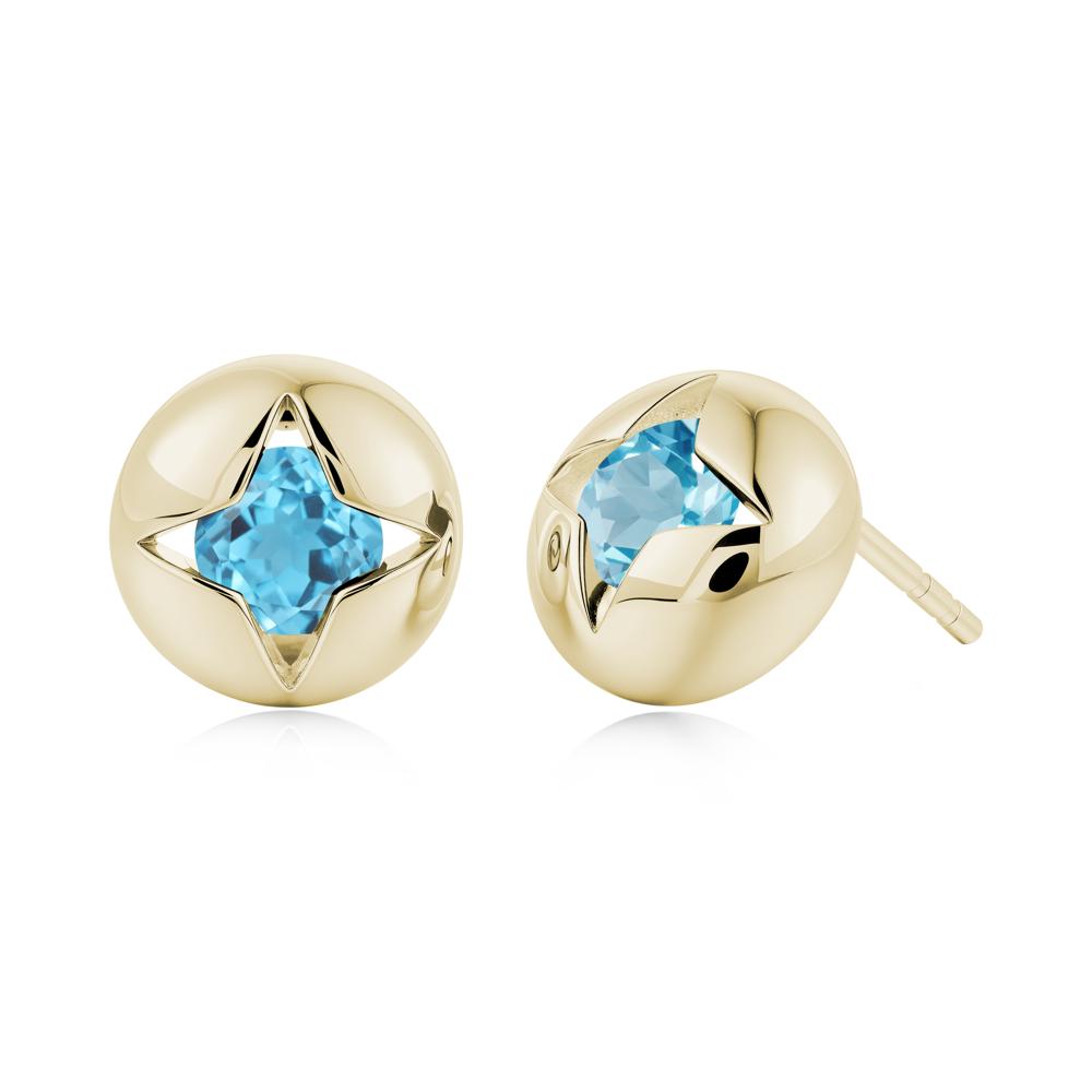 Petite London Blue Topaz Four Point Star Stud Earrings - LUO Jewelry #gemstone_Swiss Blue Topaz