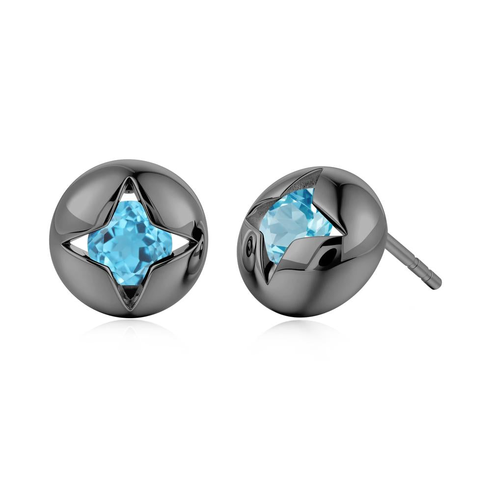 Petite London Blue Topaz Four Point Star Stud Earrings - LUO Jewelry #gemstone_Swiss Blue Topaz
