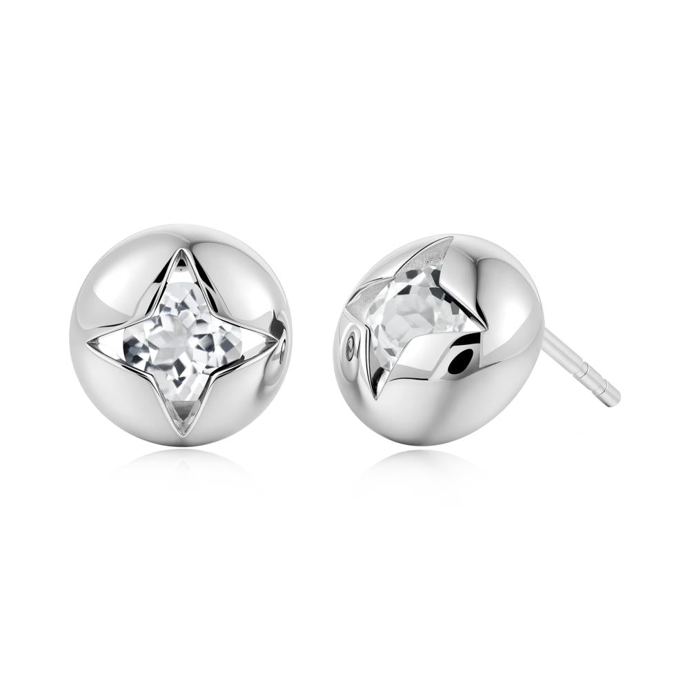 Petite London Blue Topaz Four Point Star Stud Earrings - LUO Jewelry #gemstone_White Topaz