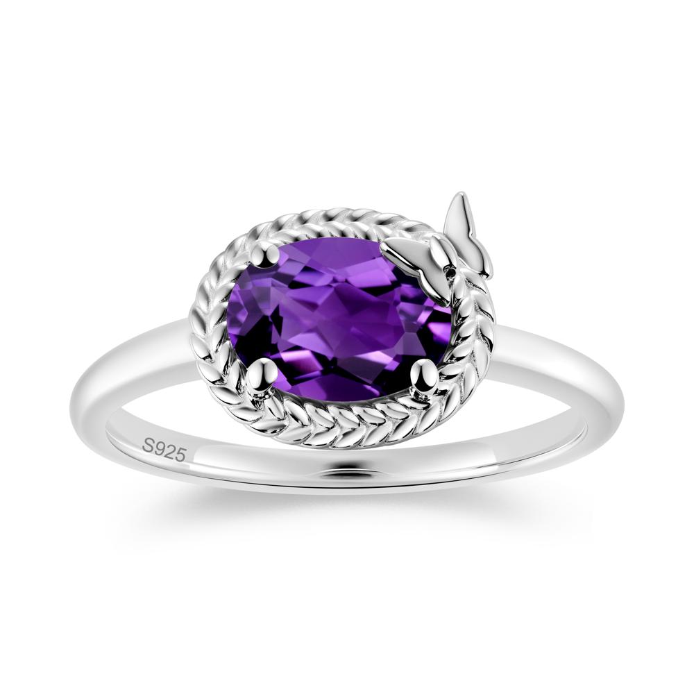 Oval Cut Amethyst Butterfly Promise Ring - LUO Jewelry #gemstone_Amethyst