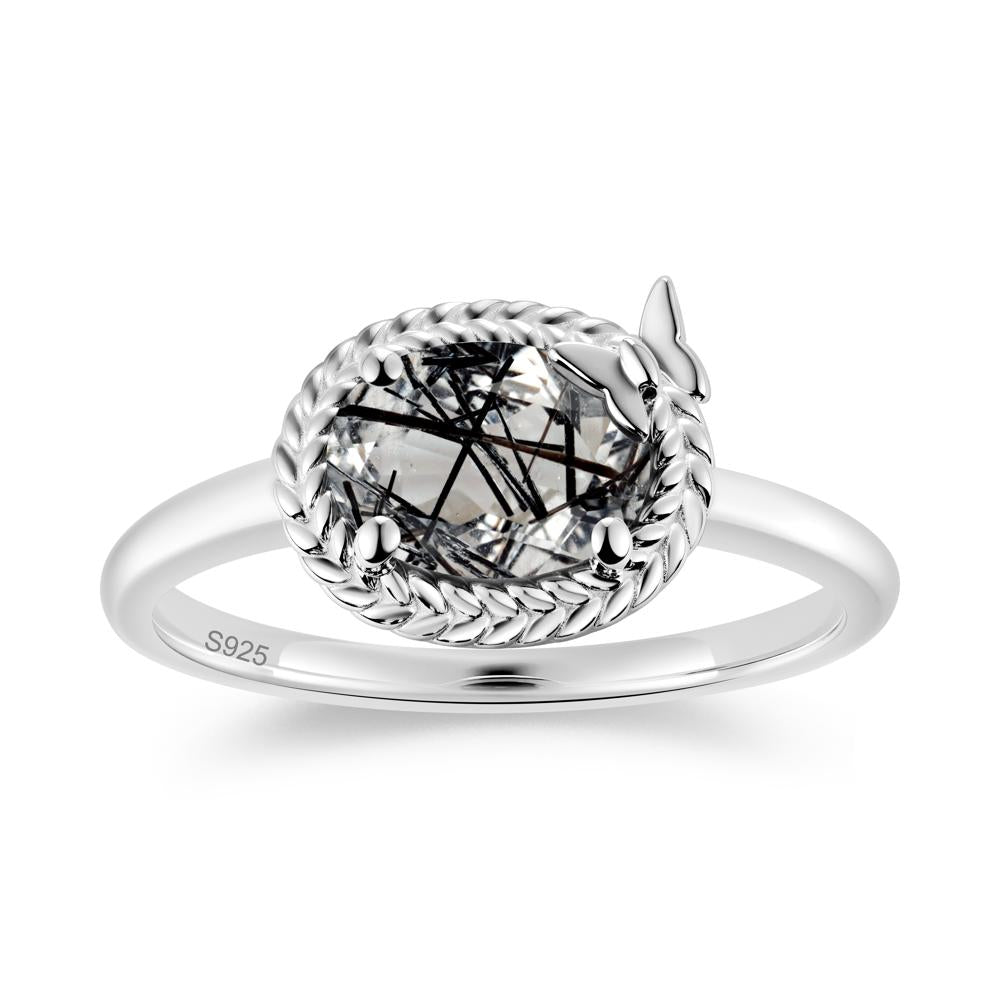 Oval Cut Amethyst Butterfly Promise Ring - LUO Jewelry #gemstone_Black Rutilated Quartz