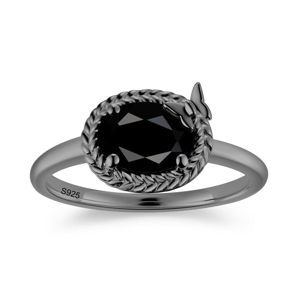 Oval Cut Amethyst Butterfly Promise Ring - LUO Jewelry #gemstone_Black Spinel