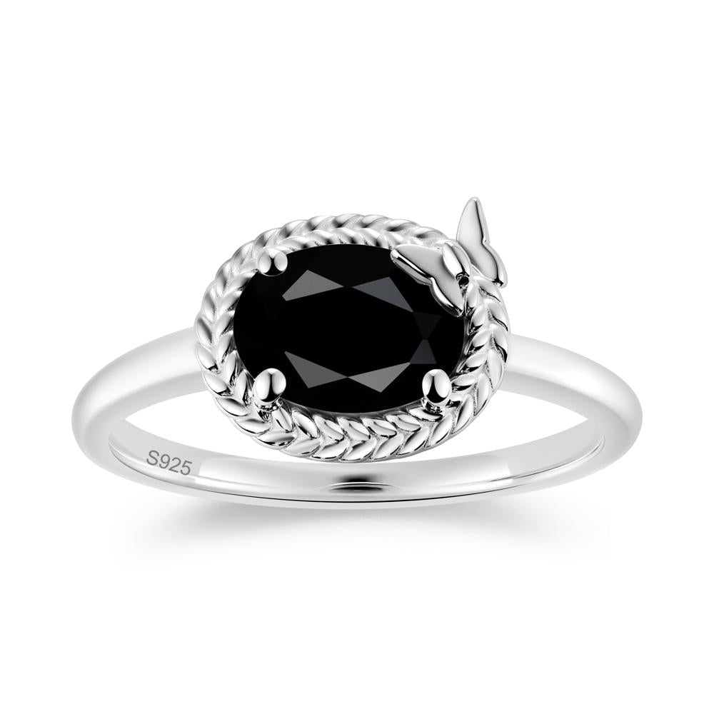 Oval Cut Amethyst Butterfly Promise Ring - LUO Jewelry #gemstone_Black Spinel