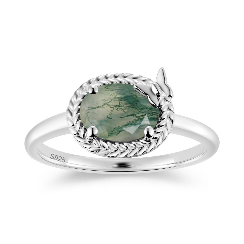 Oval Cut Amethyst Butterfly Promise Ring - LUO Jewelry #gemstone_Moss Agate