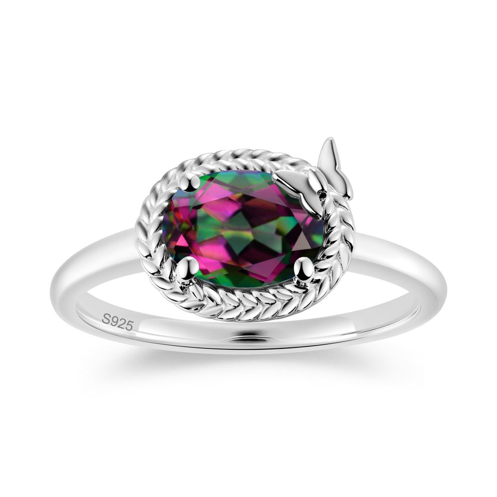 Oval Cut Amethyst Butterfly Promise Ring - LUO Jewelry #gemstone_Mystic Topaz