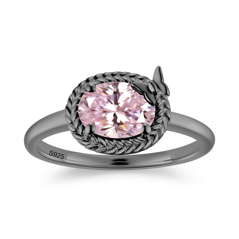 Oval Cut Amethyst Butterfly Promise Ring - LUO Jewelry #gemstone_Pink Cubic Zirconia