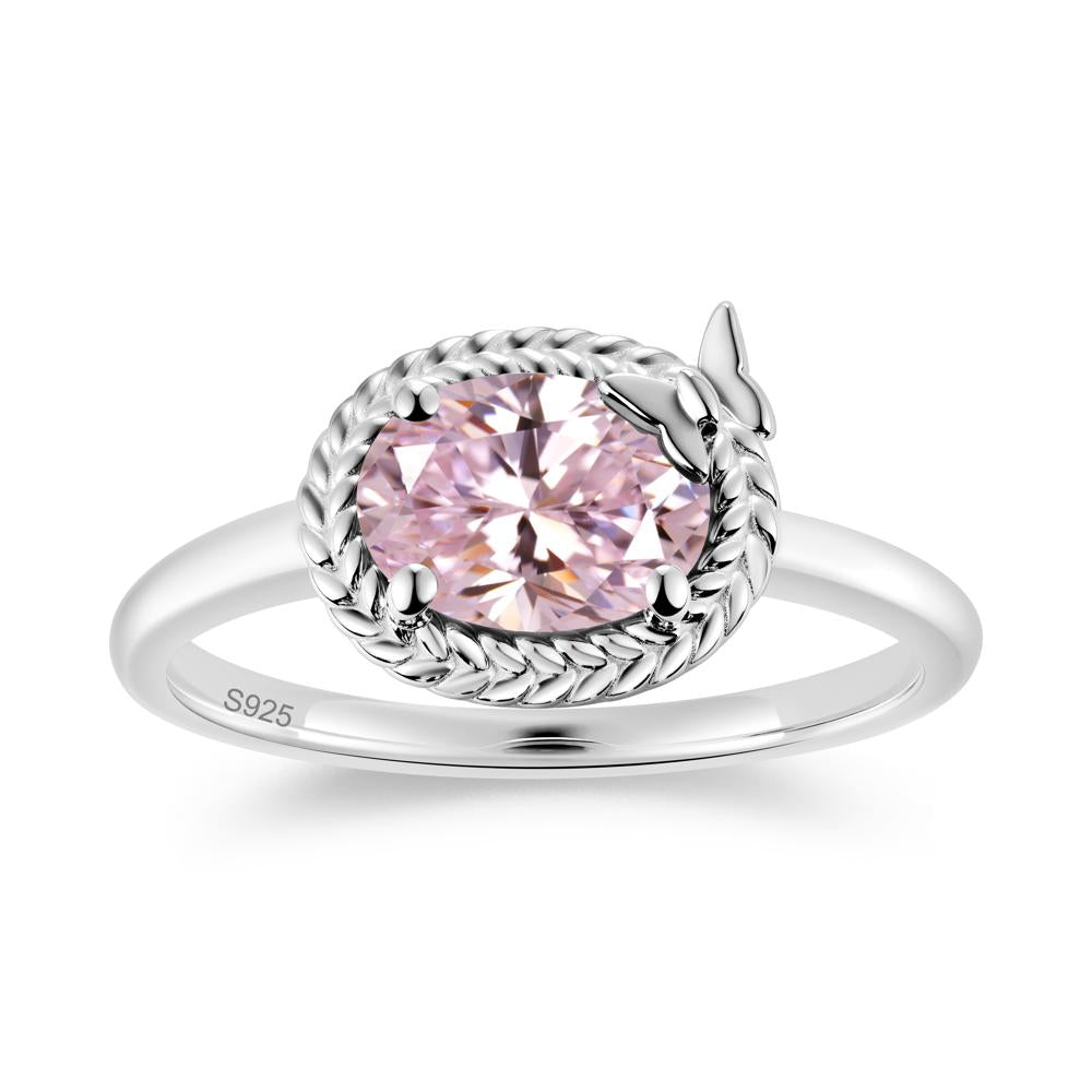 Oval Cut Amethyst Butterfly Promise Ring - LUO Jewelry #gemstone_Pink Cubic Zirconia