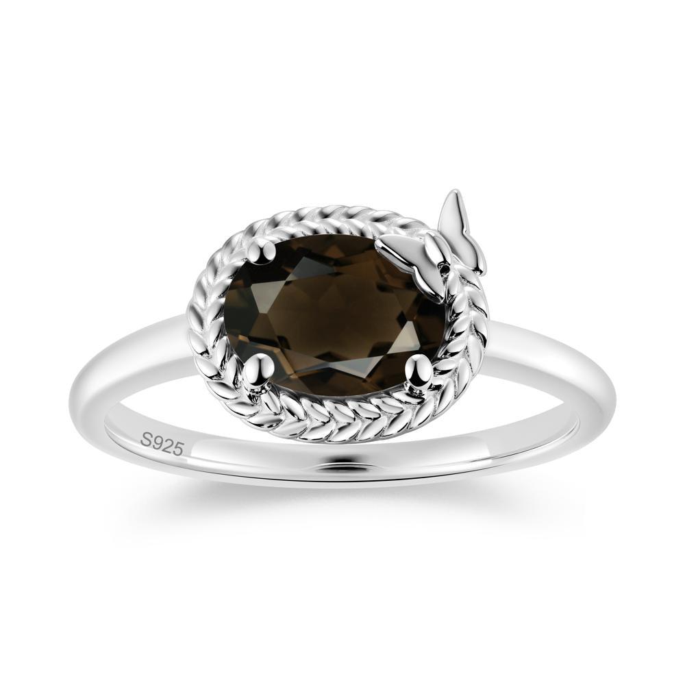 Oval Cut Amethyst Butterfly Promise Ring - LUO Jewelry #gemstone_Smoky Quartz