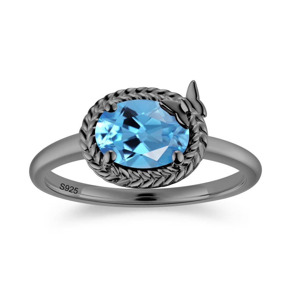 Oval Cut Amethyst Butterfly Promise Ring - LUO Jewelry #gemstone_Swiss Blue Topaz
