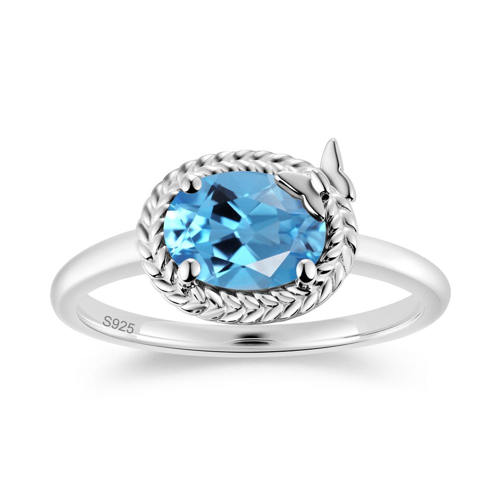 Oval Cut Amethyst Butterfly Promise Ring - LUO Jewelry #gemstone_Swiss Blue Topaz