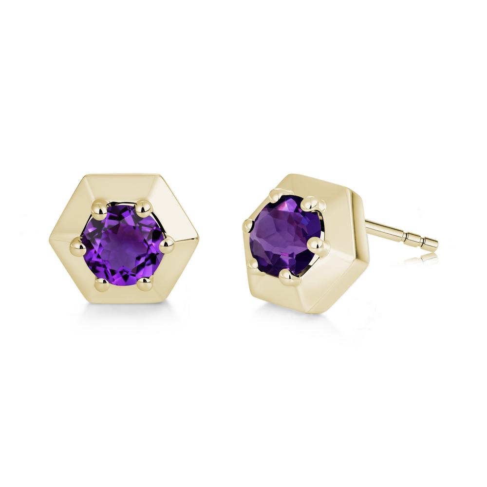 Minimalist Solitaire Round Alexandrite Stud Earrings - LUO Jewelry #gemstone_Amethyst