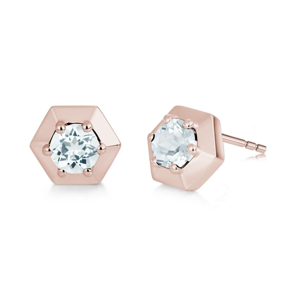 Minimalist Solitaire Round Alexandrite Stud Earrings - LUO Jewelry #gemstone_Aquamarine