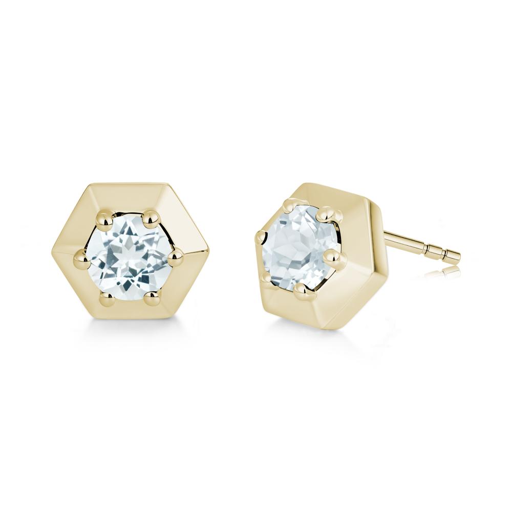 Minimalist Solitaire Round Alexandrite Stud Earrings - LUO Jewelry #gemstone_Aquamarine