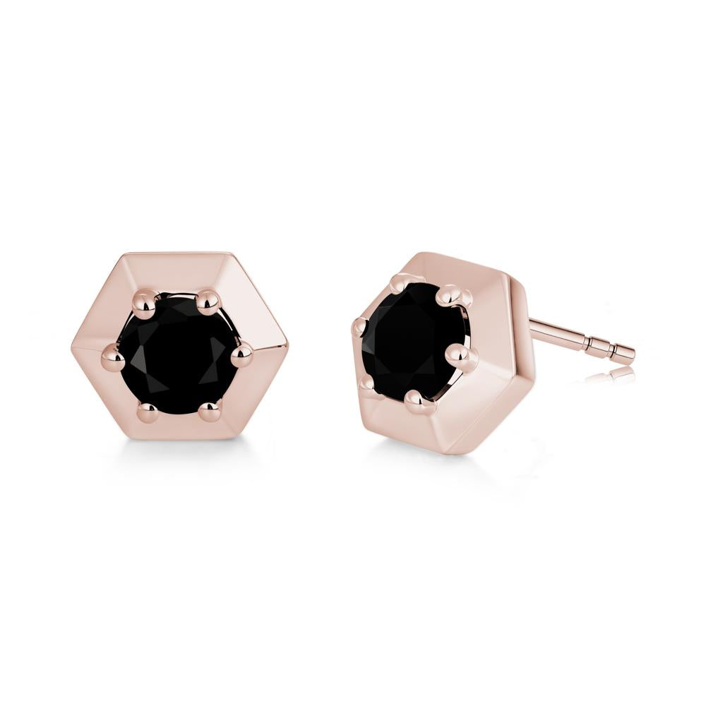 Minimalist Solitaire Round Alexandrite Stud Earrings - LUO Jewelry #gemstone_Black Spinel