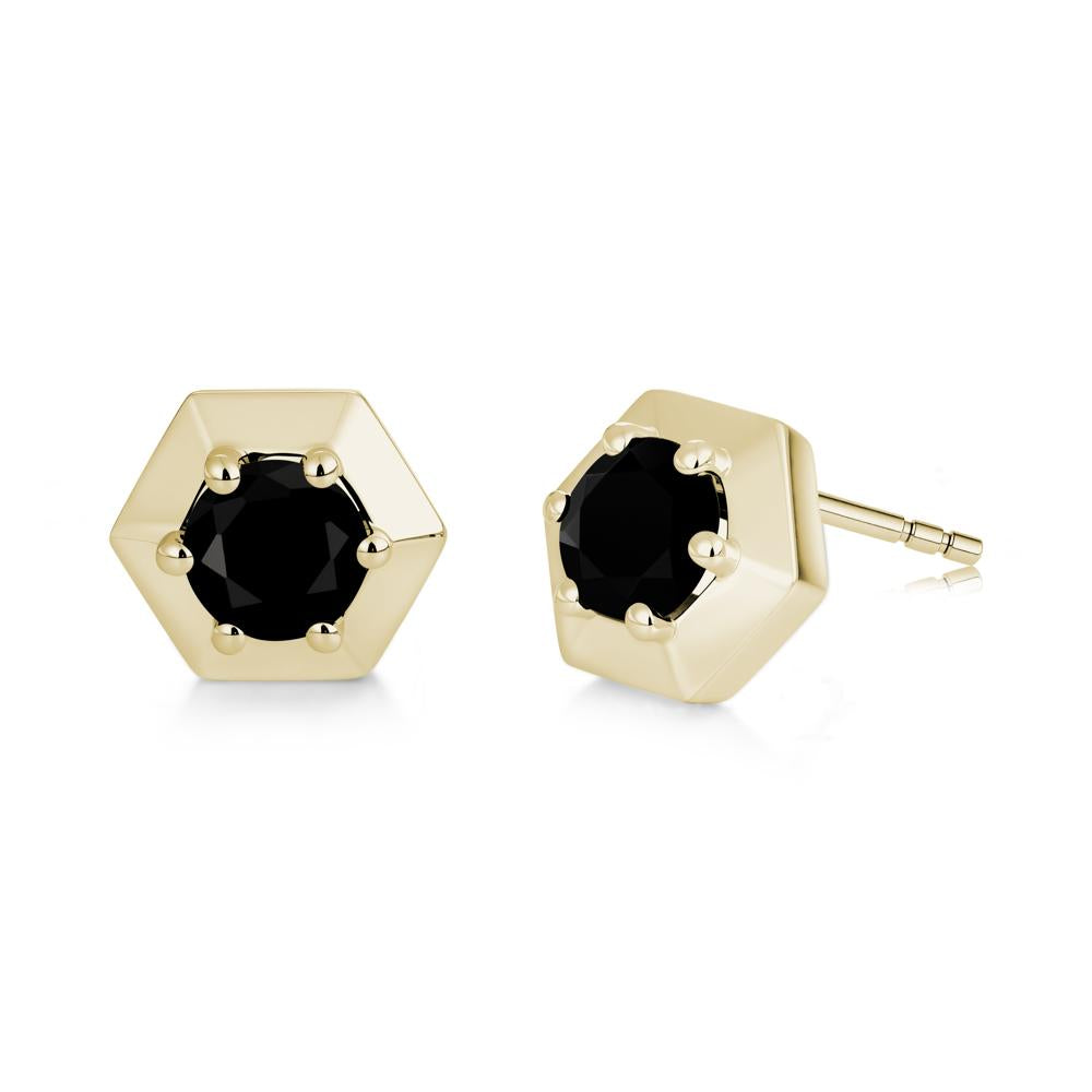 Minimalist Solitaire Round Alexandrite Stud Earrings - LUO Jewelry #gemstone_Black Spinel