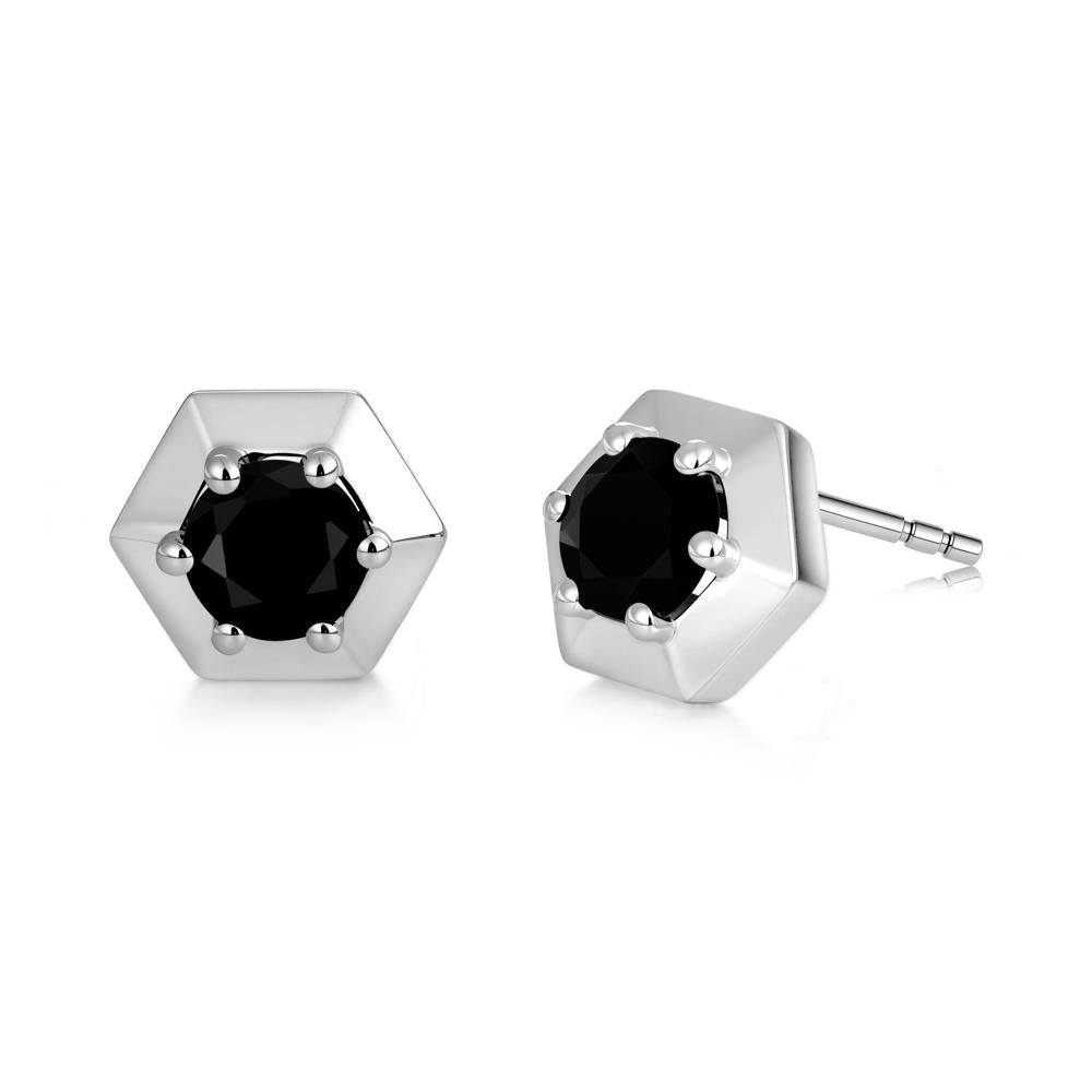 Minimalist Solitaire Round Alexandrite Stud Earrings - LUO Jewelry #gemstone_Black Spinel