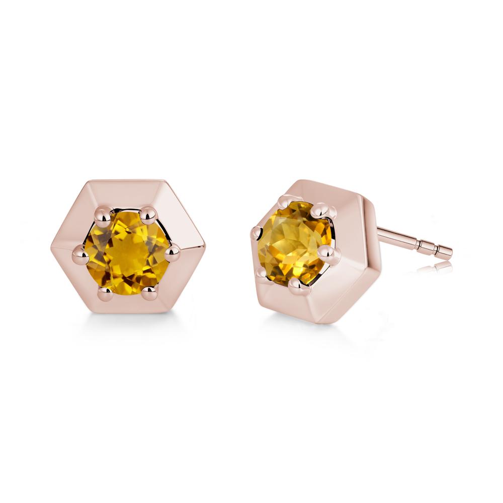 Minimalist Solitaire Round Alexandrite Stud Earrings - LUO Jewelry #gemstone_Citrine
