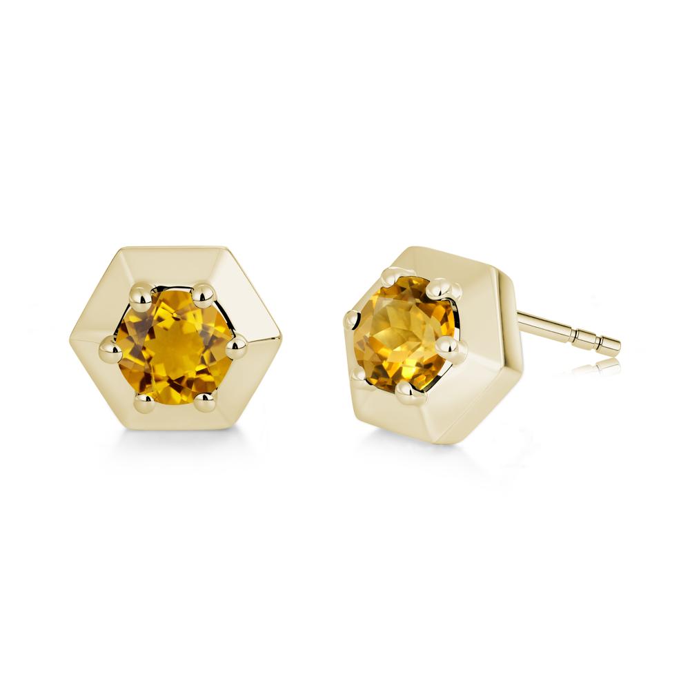 Minimalist Solitaire Round Alexandrite Stud Earrings - LUO Jewelry #gemstone_Citrine