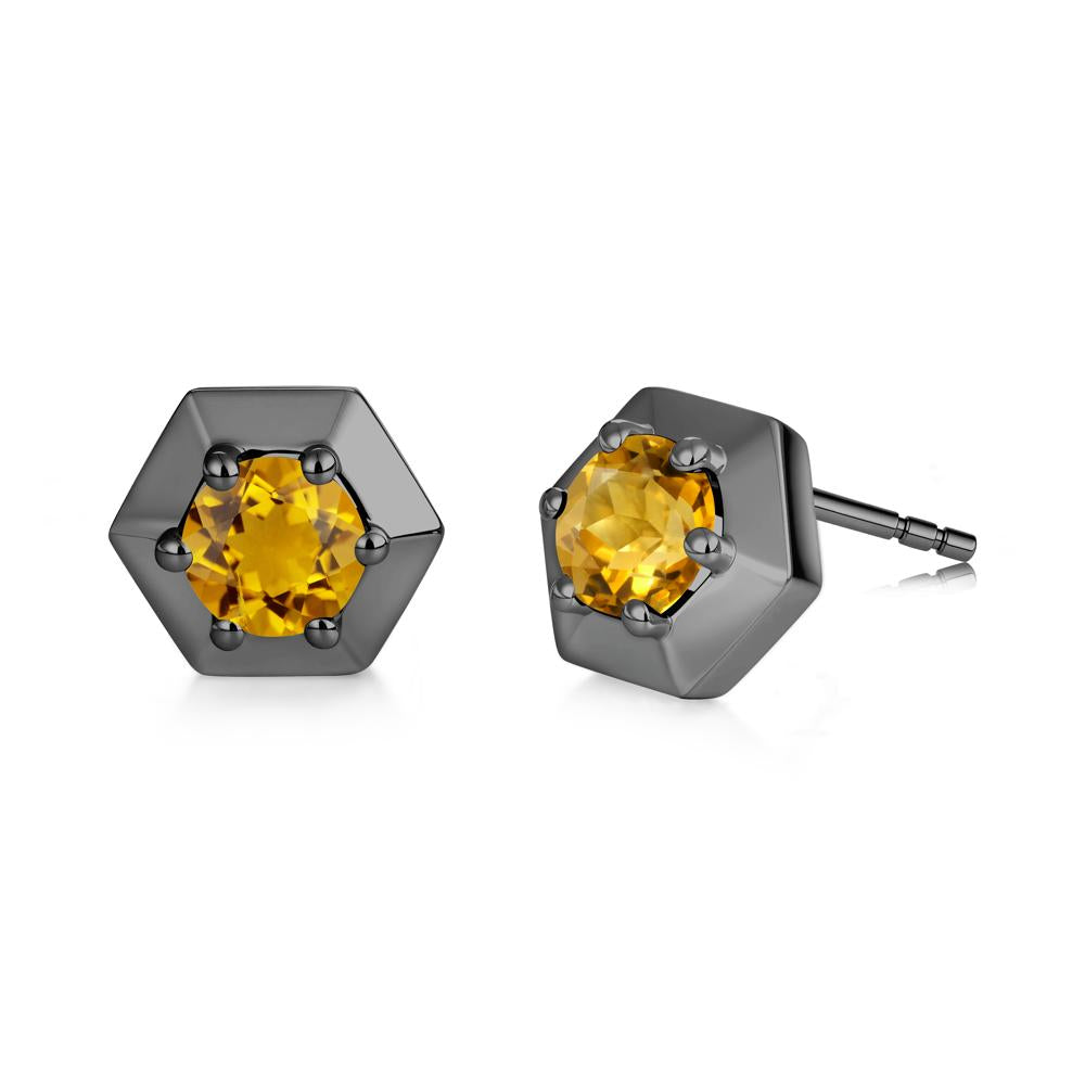 Minimalist Solitaire Round Alexandrite Stud Earrings - LUO Jewelry #gemstone_Citrine