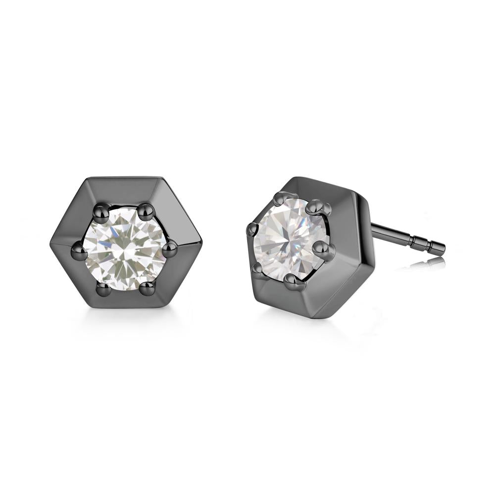 Minimalist Solitaire Round Alexandrite Stud Earrings - LUO Jewelry #gemstone_Cubic Zirconia