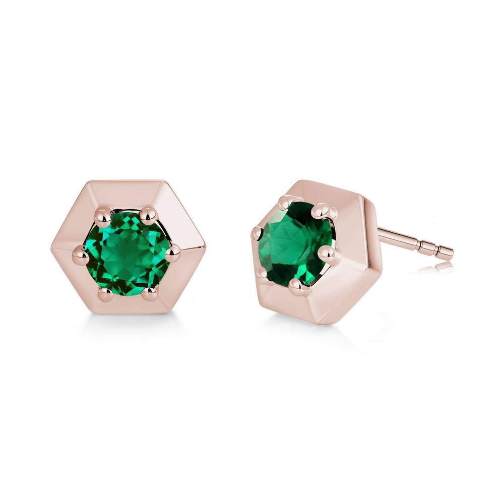 Minimalist Solitaire Round Alexandrite Stud Earrings - LUO Jewelry #gemstone_Emerald