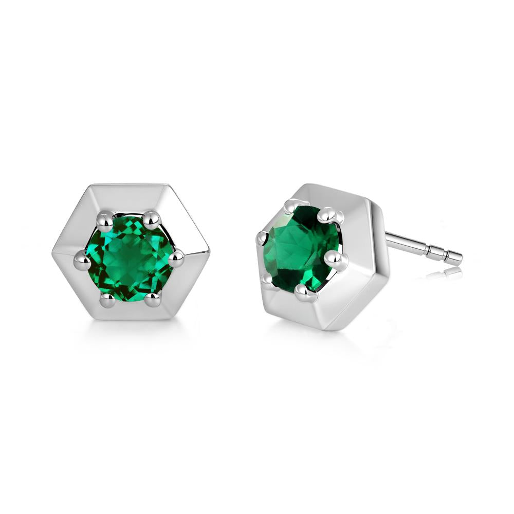 Minimalist Solitaire Round Alexandrite Stud Earrings - LUO Jewelry #gemstone_Emerald