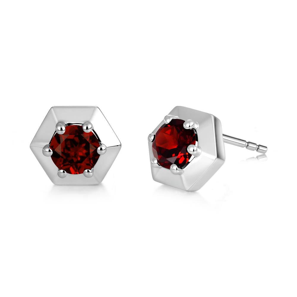 Minimalist Solitaire Round Alexandrite Stud Earrings - LUO Jewelry #gemstone_Garnet