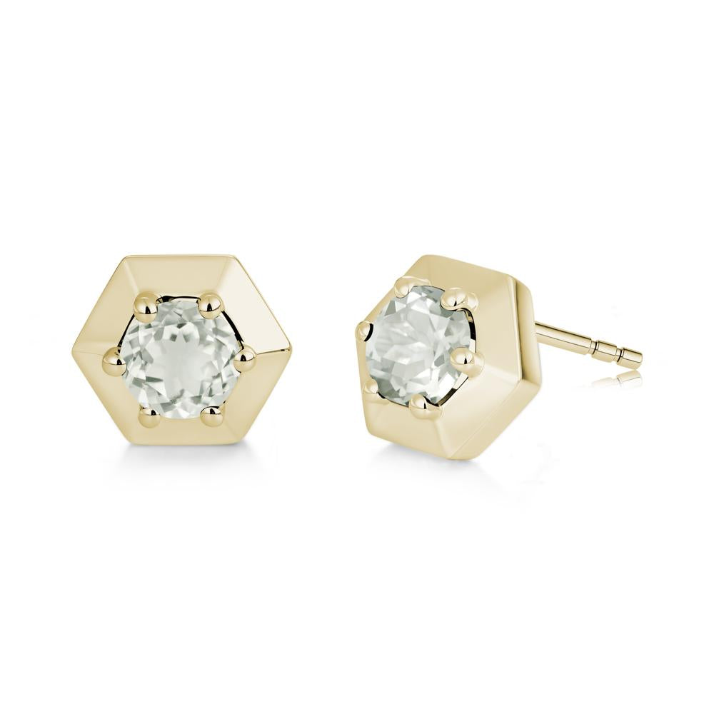 Minimalist Solitaire Round Alexandrite Stud Earrings - LUO Jewelry #gemstone_Green Amethyst