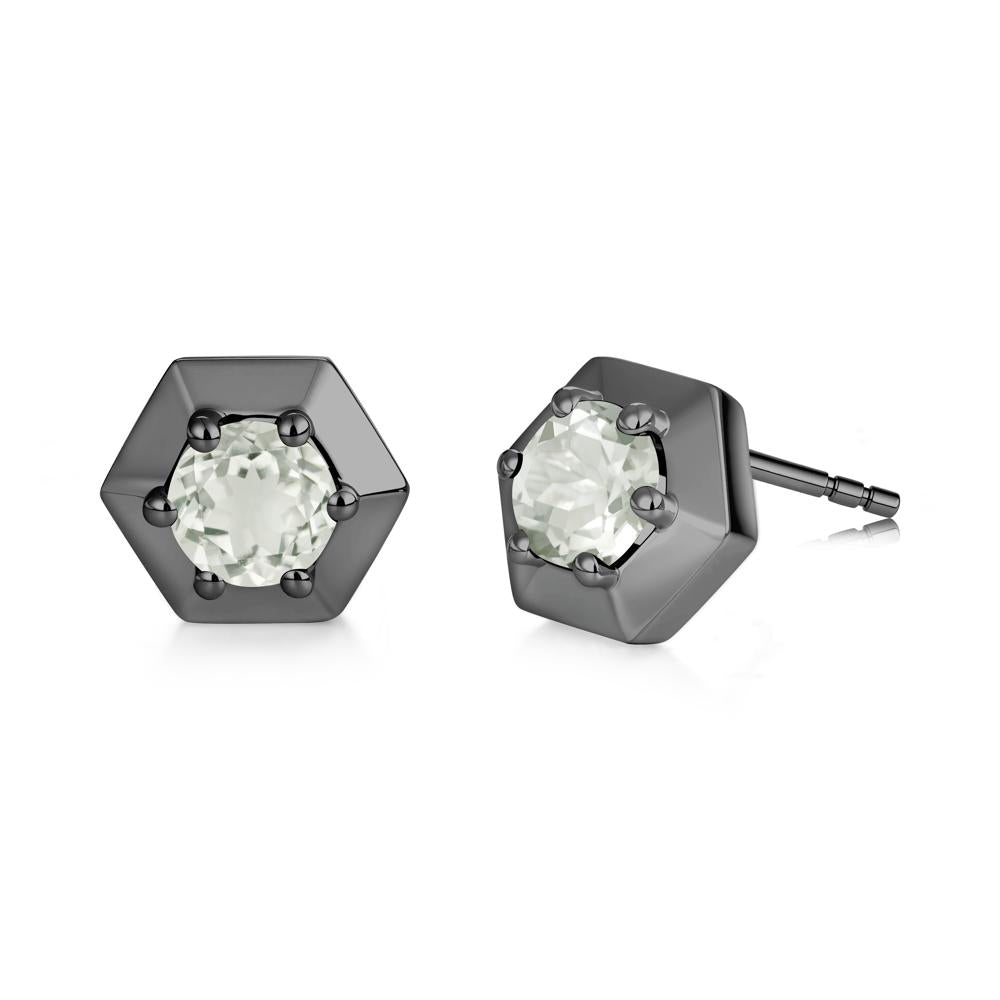 Minimalist Solitaire Round Alexandrite Stud Earrings - LUO Jewelry #gemstone_Green Amethyst