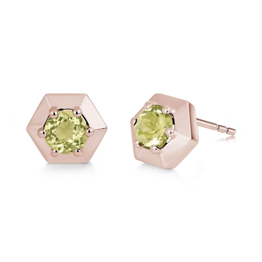 Minimalist Solitaire Round Alexandrite Stud Earrings - LUO Jewelry #gemstone_Lemon Quartz