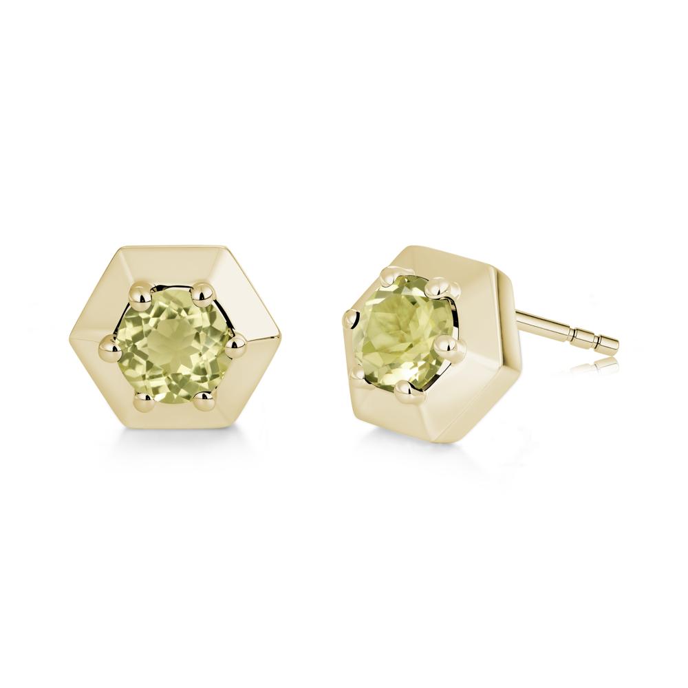 Minimalist Solitaire Round Alexandrite Stud Earrings - LUO Jewelry #gemstone_Lemon Quartz